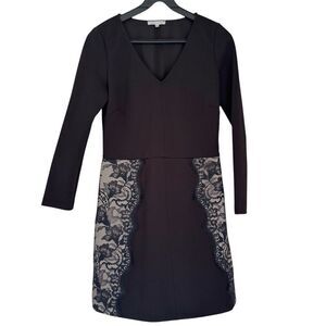 Patrizia Pepe Black/Tan Lace Detail Sheath Dress Size 42/ US6